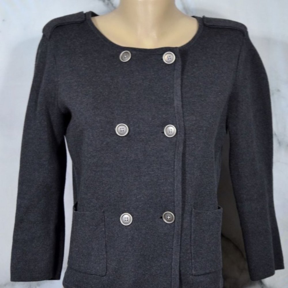 Ann Taylor Loft Double Breasted Grey Cardigan